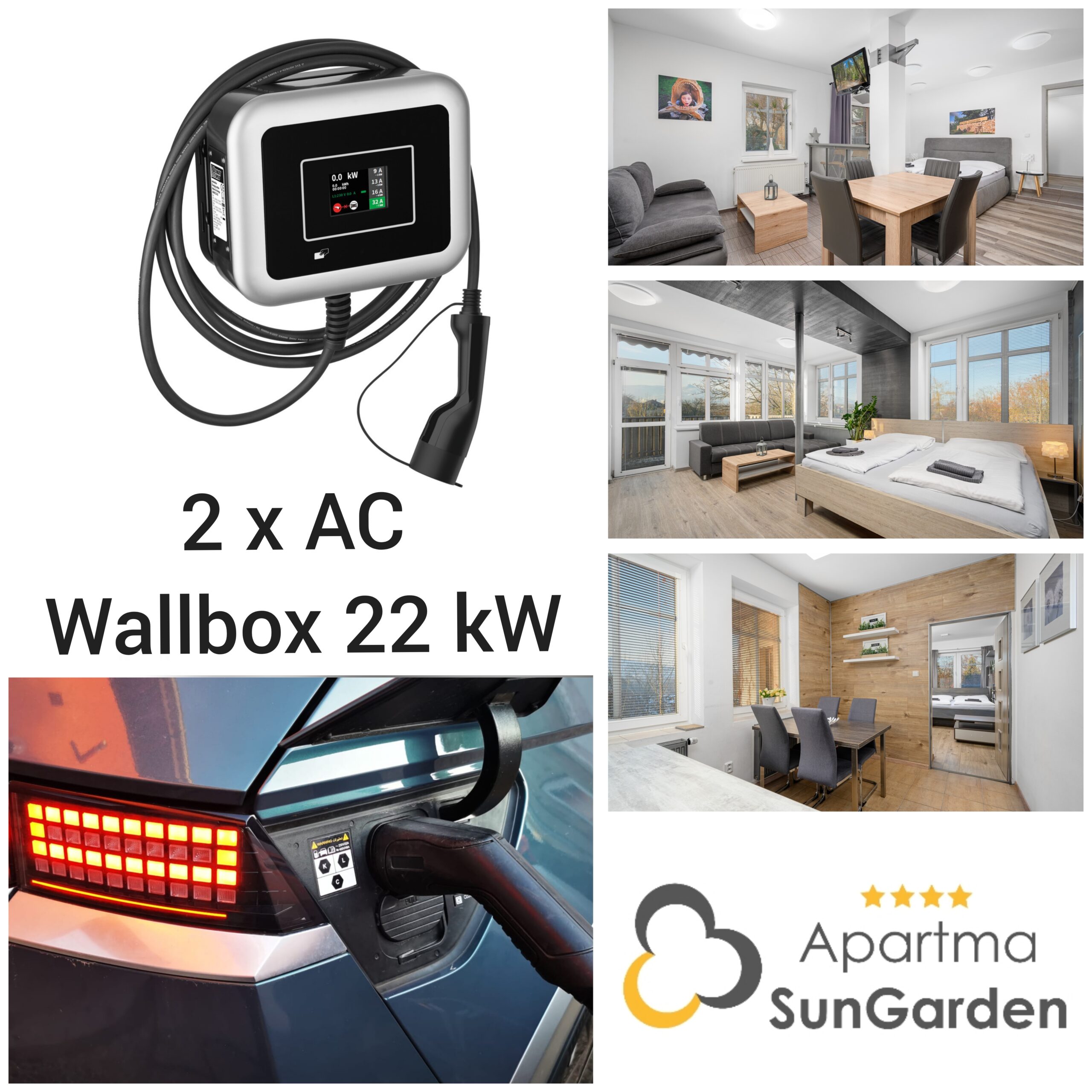 Dobíjení elektromobilů v Apartmá SunGarden. 🚘🔌