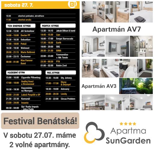 Festival Benátská! – na sobotu máme volný apartmán
